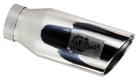 aFe MACH Force-Xp 304 SS Clamp-on Exhaust Tip Polished Left Side 4 IN Inlet x 5 IN Outlet x 12 IN L
