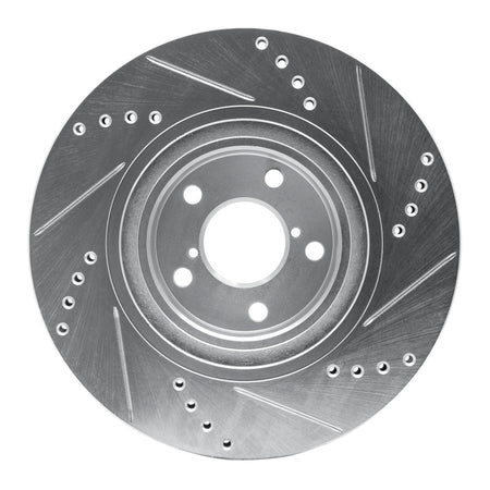 R1 04-25 Scion FR-S Front Left Drilled & Slotted Silver Brake Rotor
