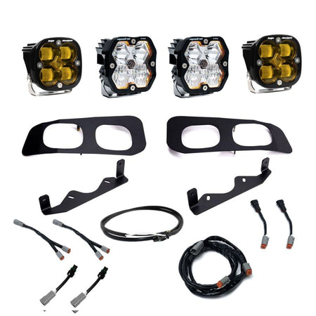 Baja Designs 2023+ Ford SD Squardon Pro/SAE 2.0 Dual Fog Pocket Kit Upfitter (SAE Fog) - Baja Amber