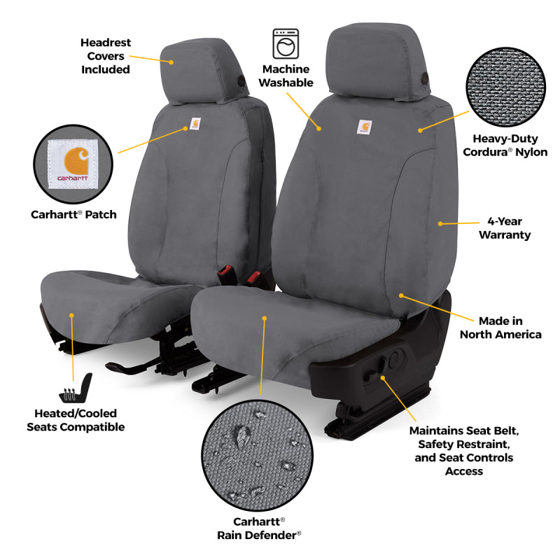 Covercraft 21-25 Ford F150 Carhartt Super Dux SeatSaver Front Row Custom Seat Cover - Gravel