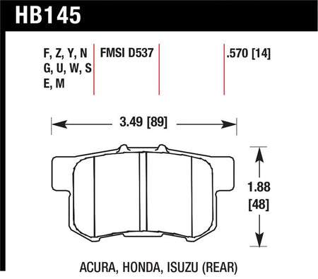 Hawk 06+ Civic Si Ceramic Street Rear Brake Pads