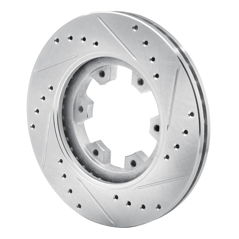 R1 85-02 Nissan Pickup Hardbody Front Left Drilled & Slotted Silver Brake Rotor