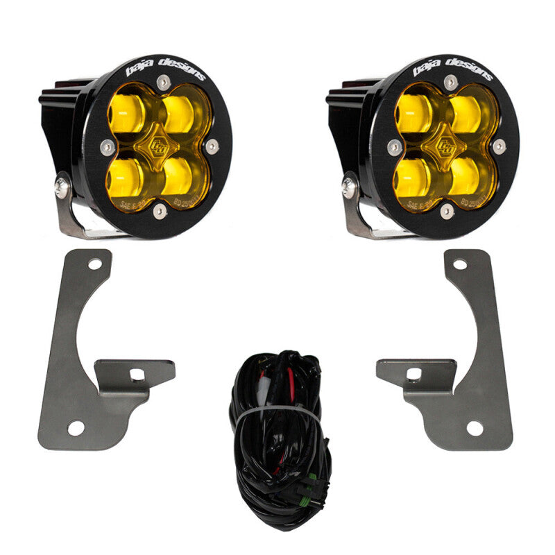 Baja Designs 07-09 Wrangler JK w/Premium Bumper Squadron R SAE Fog Pocket Kit - Amber