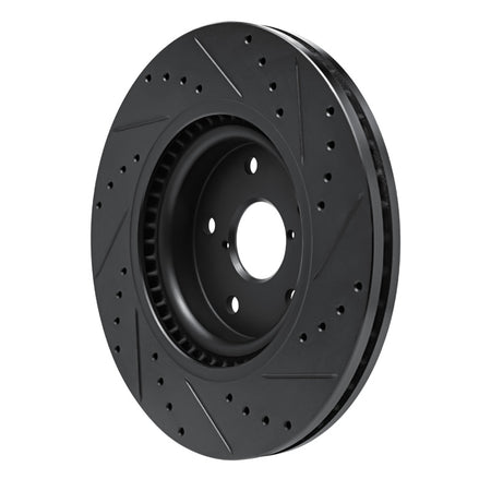 R1 20-25 Subaru WRX Front Left Drilled & Slotted Black Brake Rotor