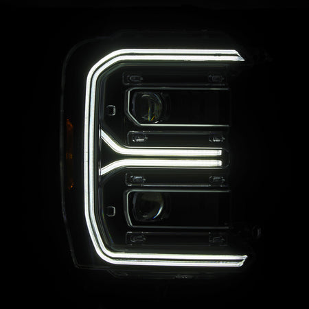 AlphaRex 23-26 Ford F-250 SD LUXX LED Proj Headlights Blk w/Activ Light/Seq Signal/Switchback