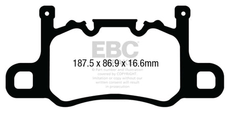 EBC 13-15 Porsche 911 (991) (Cast Iron Rotor only) 3.8 GT3 Yellowstuff Rear Brake Pads