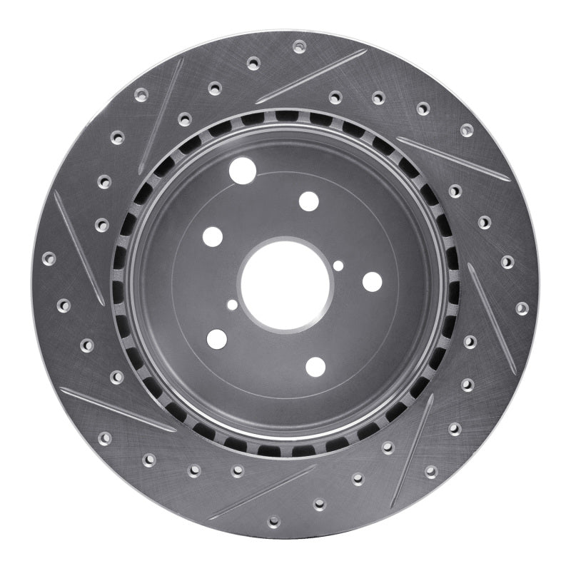 R1 08-20 Subaru WRX STI Rear Right Drilled & Slotted Silver Brake Rotor