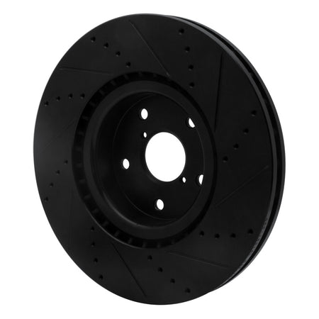 R1 05-17 Subaru WRX STI Front Left Drilled & Slotted Black Brake Rotor