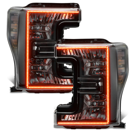 Oracle 17-19 Ford F-250 SD Dynamic Pre-Assembled Headlights - Halogen - Black Edition -