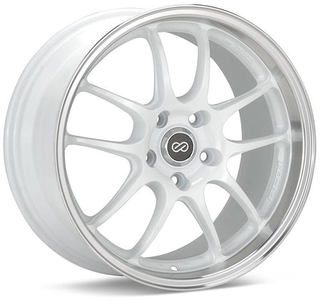 Enkei PF01SS 17x9 5x114.3 60mm Offset 75mm Bore Diameter White w/ Machined Lip Wheel