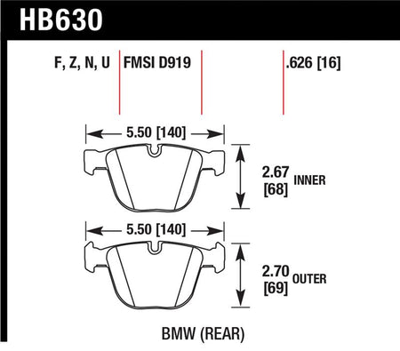 Hawk 04-10 BMW 535i/545i/550i / 04-10 645Ci/650i/02-09 745i/745Li/750 Perf Ceramic Street Brake Pads