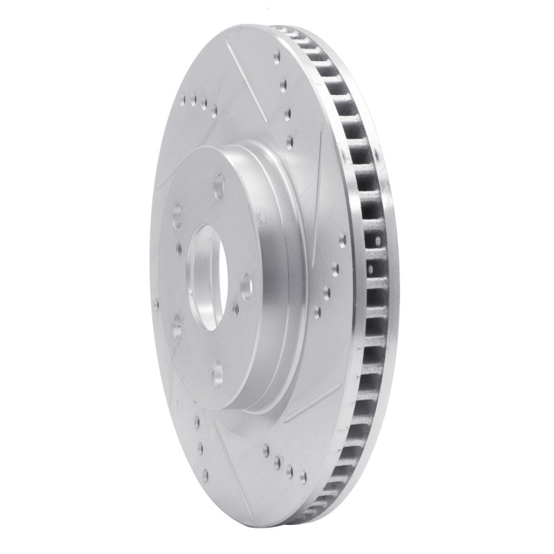 R1 2022-2023 Genesis G70 Front Right Drilled & Slotted Silver Brake Rotor