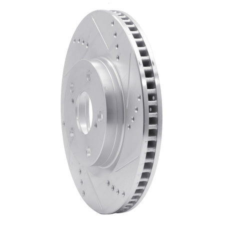 R1 2022-2023 Genesis G70 Front Right Drilled & Slotted Silver Brake Rotor