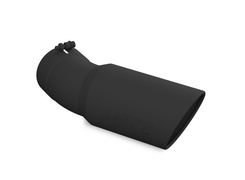 MBRP Universal Tip 6in OD 5in Inlet 15.5in Length 30 Deg Bend Angled Rolled End Black