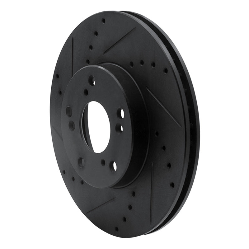 R1 06-15 Honda Civic Front Left Drilled & Slotted Black Brake Rotor