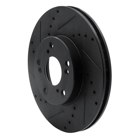 R1 06-15 Honda Civic Front Left Drilled & Slotted Black Brake Rotor