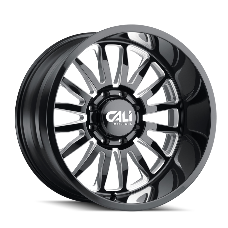 Cali Off-Road 9110 Summit 22x12 / 6x139.7 BP / -51mm Offset / 106mm Hub Gloss Black Milled Wheel