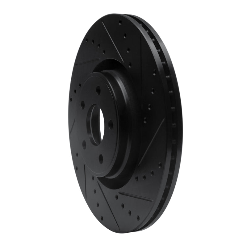 R1 14-18 Ford Focus ST Front Right Drilled & Slotted Black Brake Rotor
