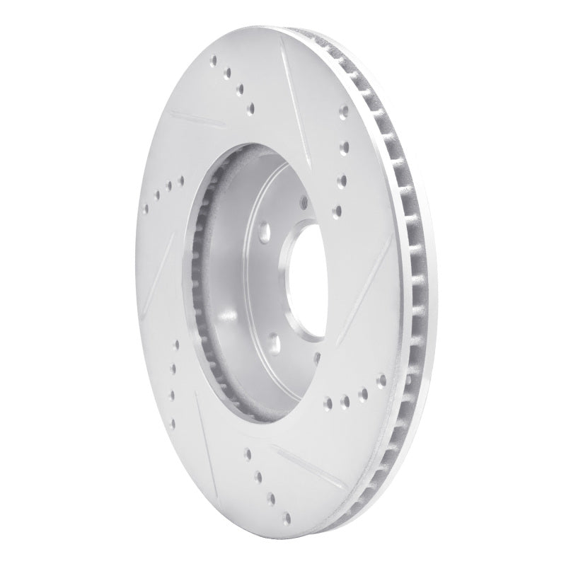 R1 16-25 Honda Civic Coupe Front Left Drilled & Slotted Silver Brake Rotor