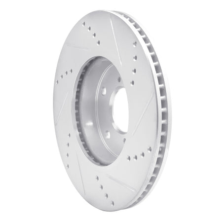 R1 16-25 Honda Civic Coupe Front Left Drilled & Slotted Silver Brake Rotor