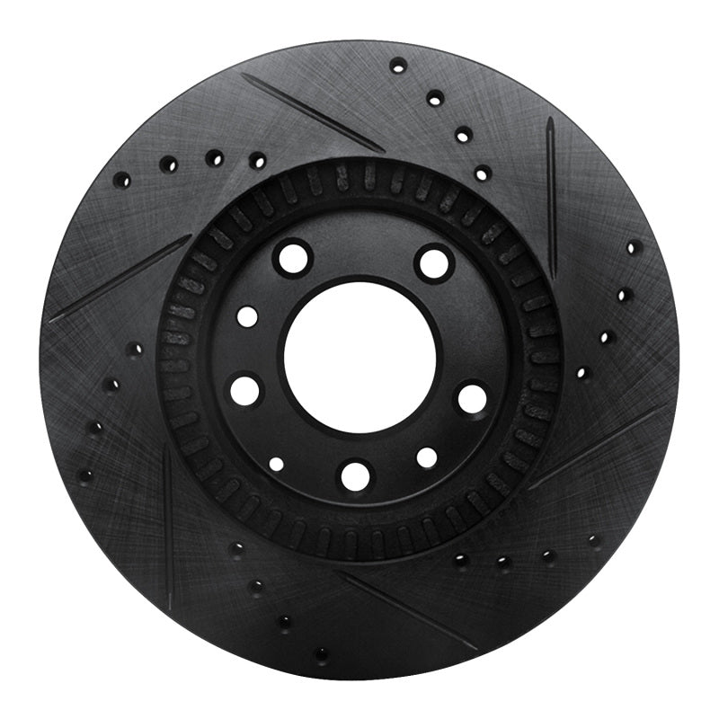 R1 06-15 Mazda MX-5 Miata Front Left Drilled & Slotted Black Brake Rotor