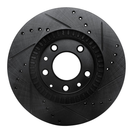 R1 06-15 Mazda MX-5 Miata Front Left Drilled & Slotted Black Brake Rotor