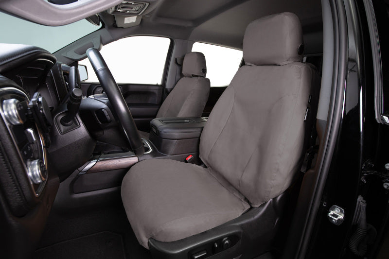 Covercraft 14-23 Ford Transit Polycotton SeatSaver Custom Front Row Seat Covers-Misty Grey