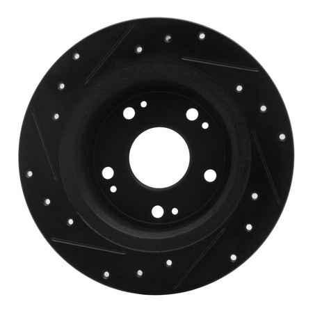 R1 05-17 Honda Accord Rear Right Drilled & Slotted Black Brake Rotor