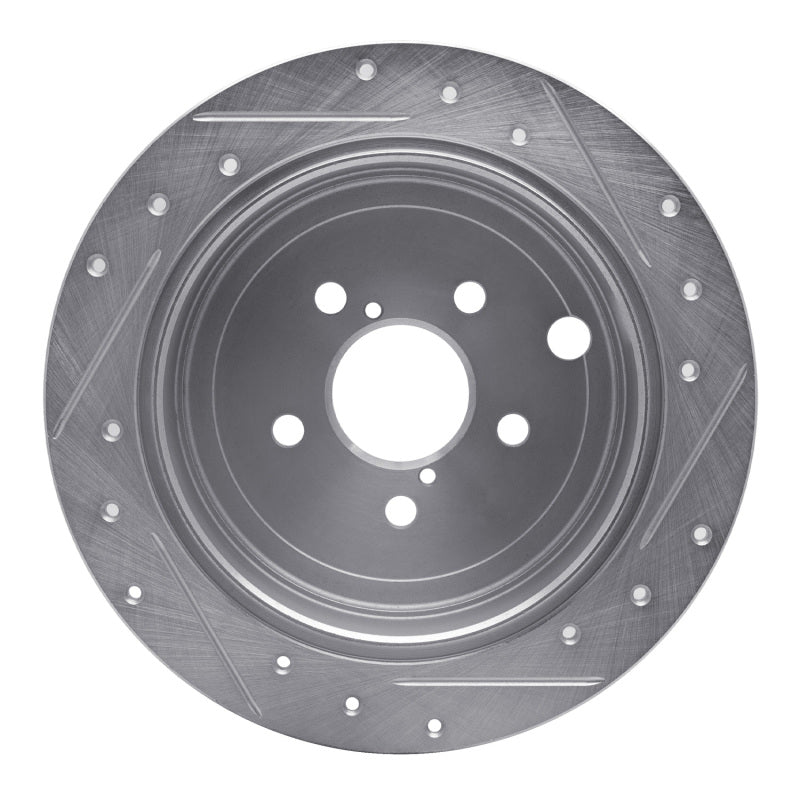 R1 08-15 Subaru Impreza Rear Left Drilled & Slotted Silver Brake Rotor