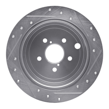 R1 08-15 Subaru Impreza Rear Left Drilled & Slotted Silver Brake Rotor