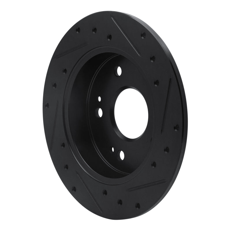R1 97-15 Acura ILX Rear Left Drilled & Slotted Black Brake Rotor