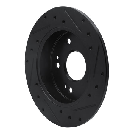R1 97-15 Acura ILX Rear Left Drilled & Slotted Black Brake Rotor