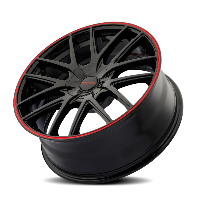 Touren 3260 TR60 16x7 / 5x100/114.3 BP / 42mm Offset / 72.62mm Hub Gloss Black w/ Red Ring Wheel