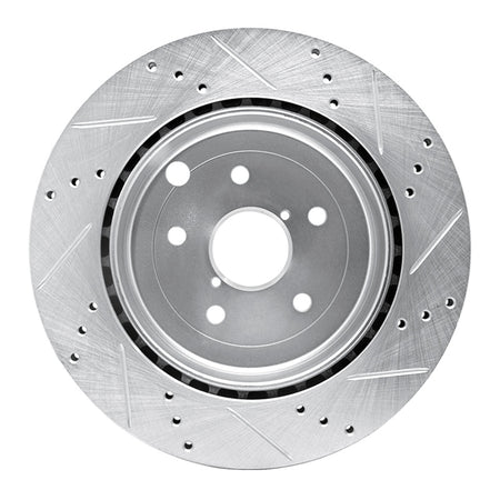 R1 08-20 Subaru Impreza Rear Left Drilled & Slotted Silver Brake Rotor