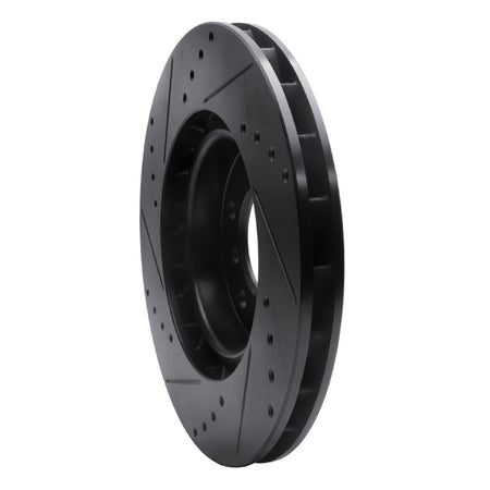 R1 95-99 BMW M3 E36 Left Front Drilled & Slotted Black Brake Rotor