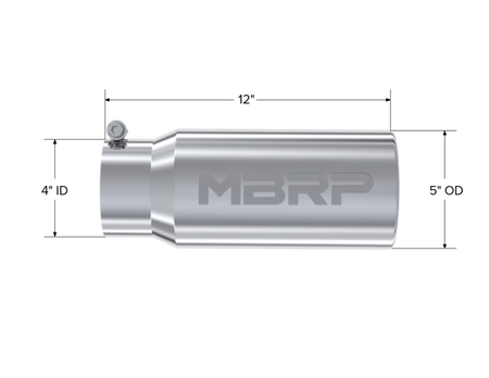 MBRP Universal Tip 5 O.D. Rolled Straight 4 inlet 12 length