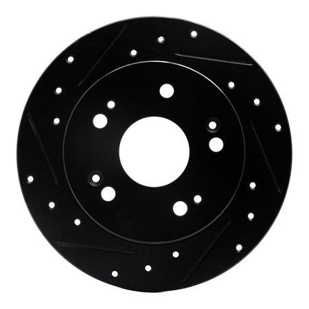R1 97-15 Acura ILX Rear Left Drilled & Slotted Black Brake Rotor