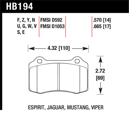 Hawk 2010 Camaro SS Performance Ceramic Street Rear Brake Pads
