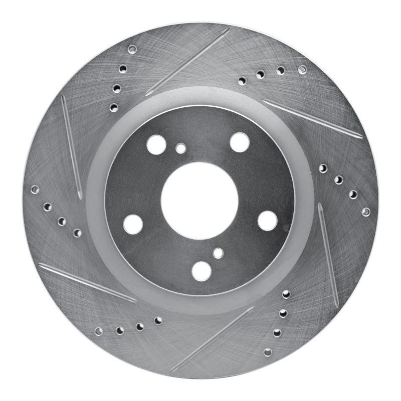 R1 06-20 Lexus ES300H Front Left Drilled & Slotted Silver Brake Rotor