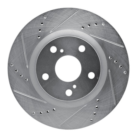 R1 06-20 Lexus ES300H Front Left Drilled & Slotted Silver Brake Rotor
