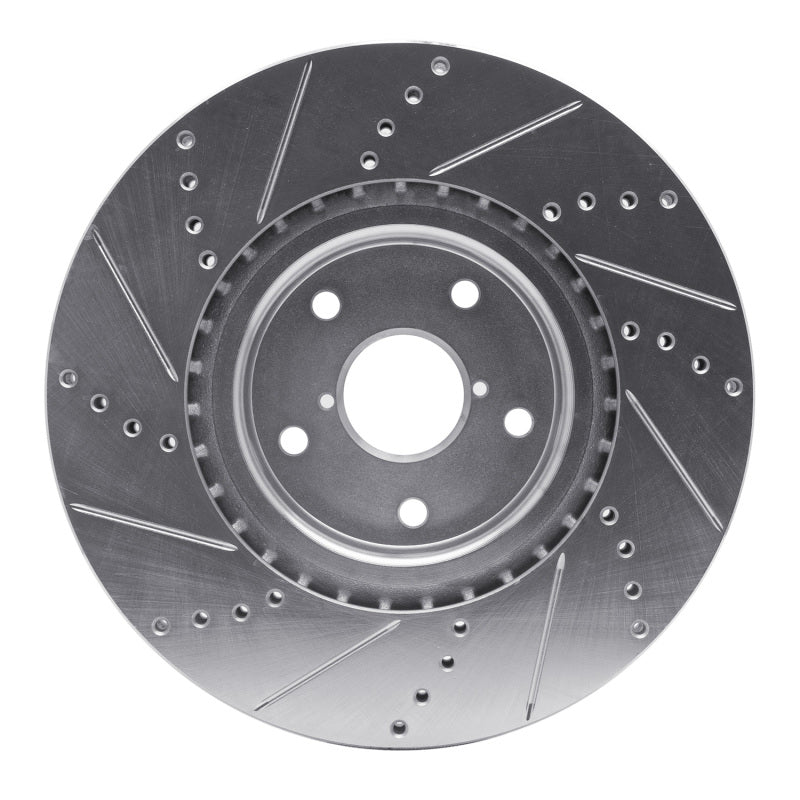 R1 05-20 Subaru WRX Front Right Drilled & Slotted Silver Brake Rotor