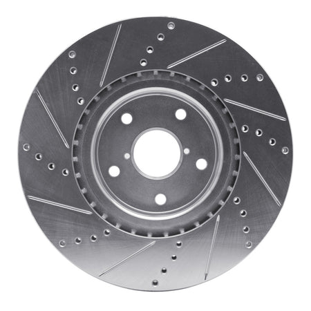 R1 05-20 Subaru WRX Front Right Drilled & Slotted Silver Brake Rotor