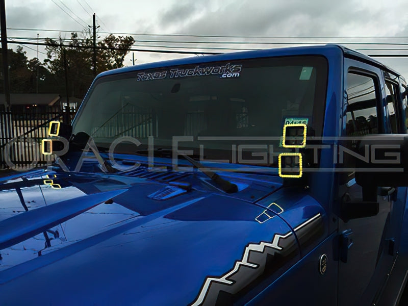 Oracle Off-Road 3in W Square Spotlight with Halo - ColorSHIFT