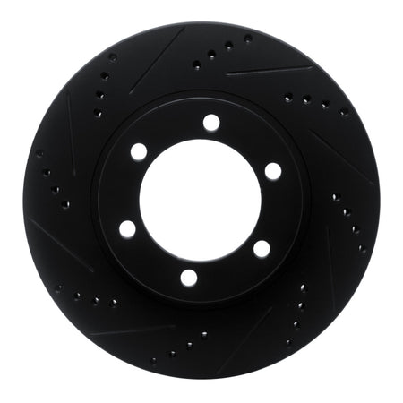 R1 03-09 Lexus GX470 Front Left Drilled & Slotted Black Brake Rotor