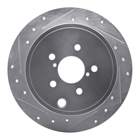 R1 08-15 Subaru Impreza Rear Left Drilled & Slotted Silver Brake Rotor