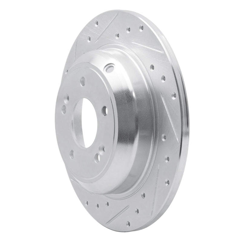 R1 18-23 Genesis G70 Rear Left Drilled & Slotted Silver Brake Rotor