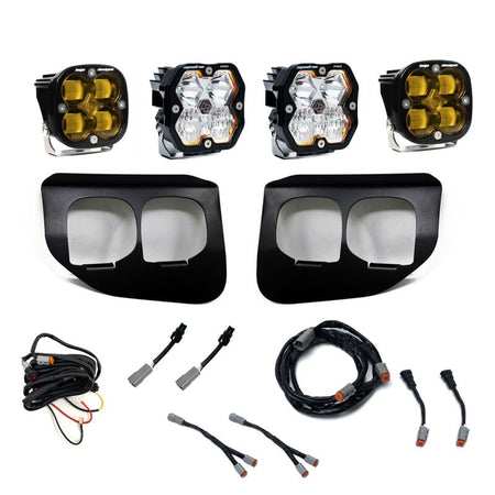 Baja Designs 20-22 Ford Super Duty Squadron 2.0 SAE/Pro Dual Fog Pocket Kit (Driving/Combo) - Amber