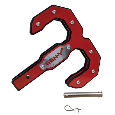 Gen-Y Hulk 2.5 32K Tow Hook 2.5in Shank w/GH-097 Pin/GH-011 Twist Clip - Black/Red