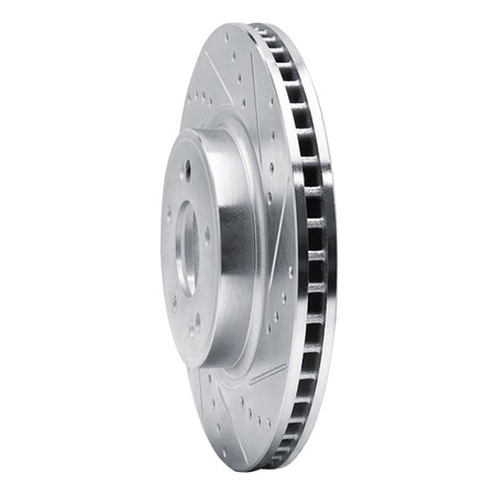 R1 18-23 Genesis G70 Front Right Drilled & Slotted Silver Brake Rotor