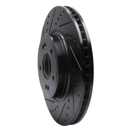 R1 18-23 Genesis G70 Front Left Drilled & Slotted Black Brake Rotor